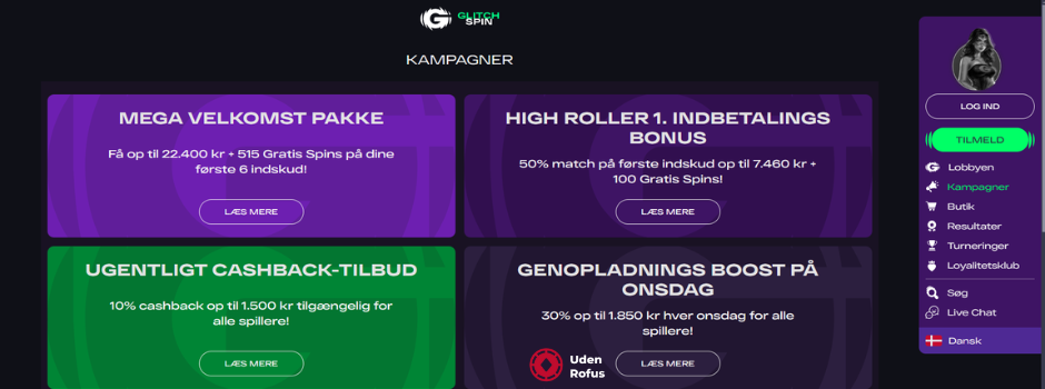 GlitchSpin casino bonus